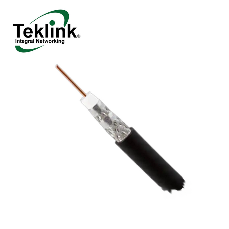 Cable coaxial color negro RG6 18AWG exterior TRI Shield Marca: Teklink