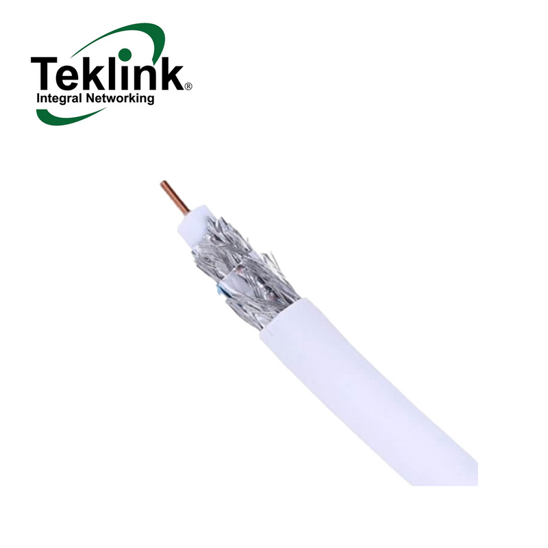 Cable coaxial blanco RG6 18AWG BCCS interior TRI Shield 305 M CAX-R660-WH Marca: Teklink