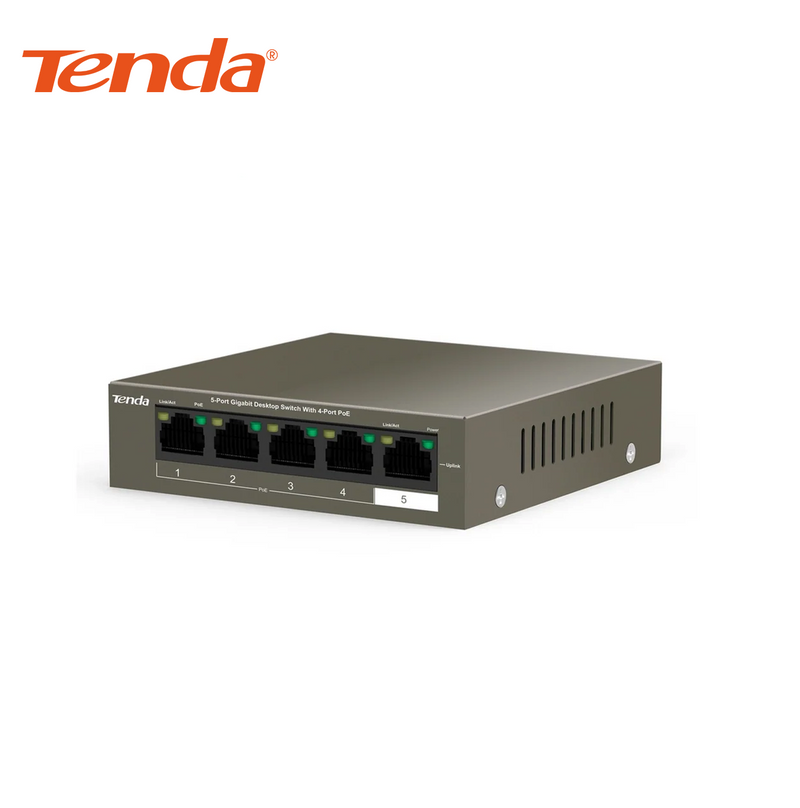 Switch 5 Puertos Negro TEG1105P-4-63W Marca: Tenda