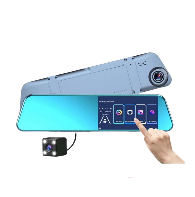 TFT-LCD-MONITOR Cámara en espejo retrovisor 4K de 10”, control de voz,  visión nocturna, pantalla táctil, cámara de trasera, SD - Cámaras Portables  - Camaras de Seguridad Y Control de Acceso