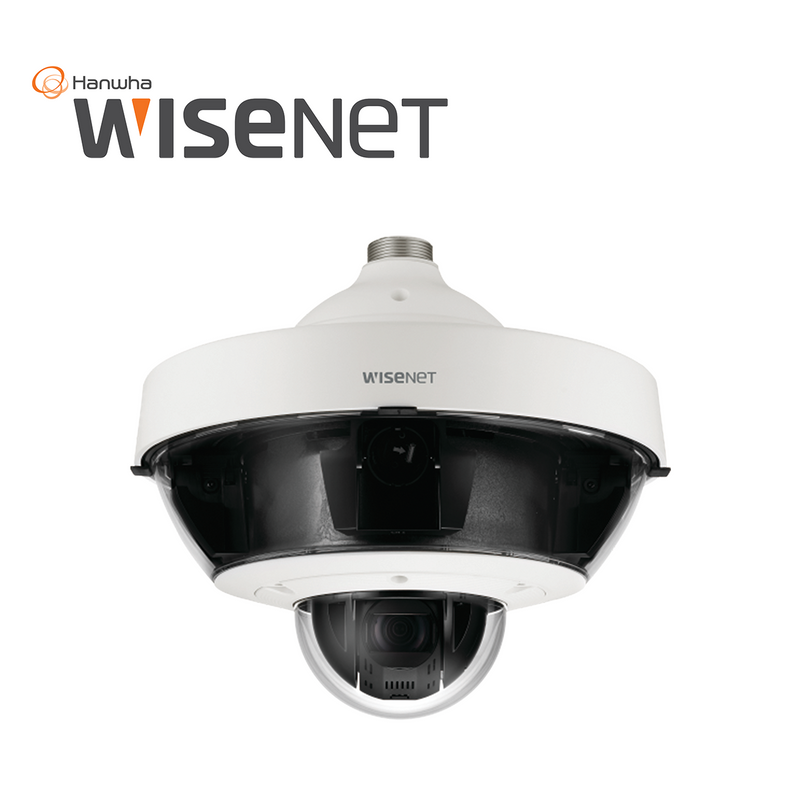 Camara IP multisensor 8-20MP (4 sensores de 2 o 5 MP) lentes intercambiables con PTZ 2 MP 32X PNM-9322VQP Marca: Hanwha