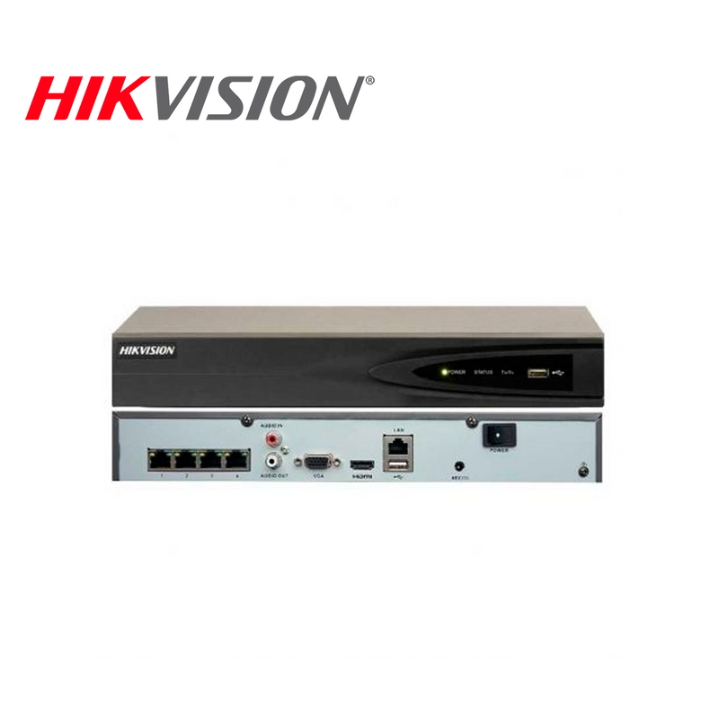 Videograbador de 4 canales IP DS-7604NI-K1/4P Marca: Hikvision