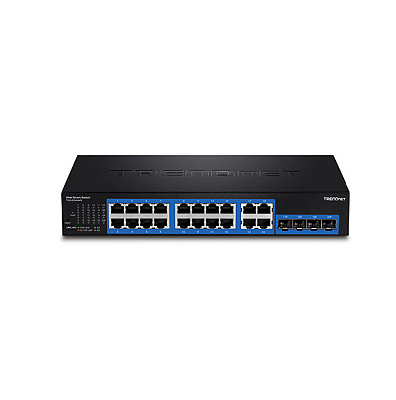 Switch 16 puertos Gigabit, 4 puertos Gigabit compartidos (RJ-45/SFP) TEG204WSA Marca: TRENDnet