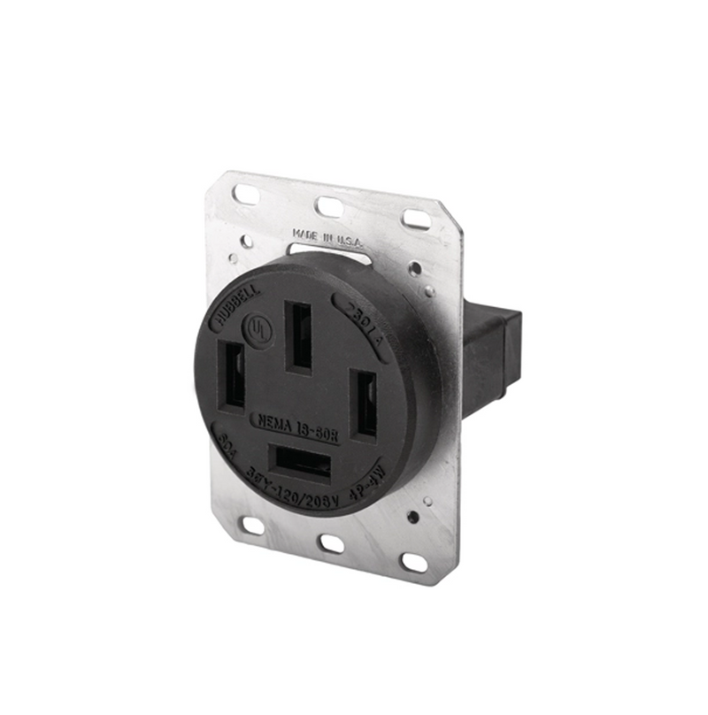 Tomacorriente 60A trifasico 125/208VAC industrial Heavy Duty Negro