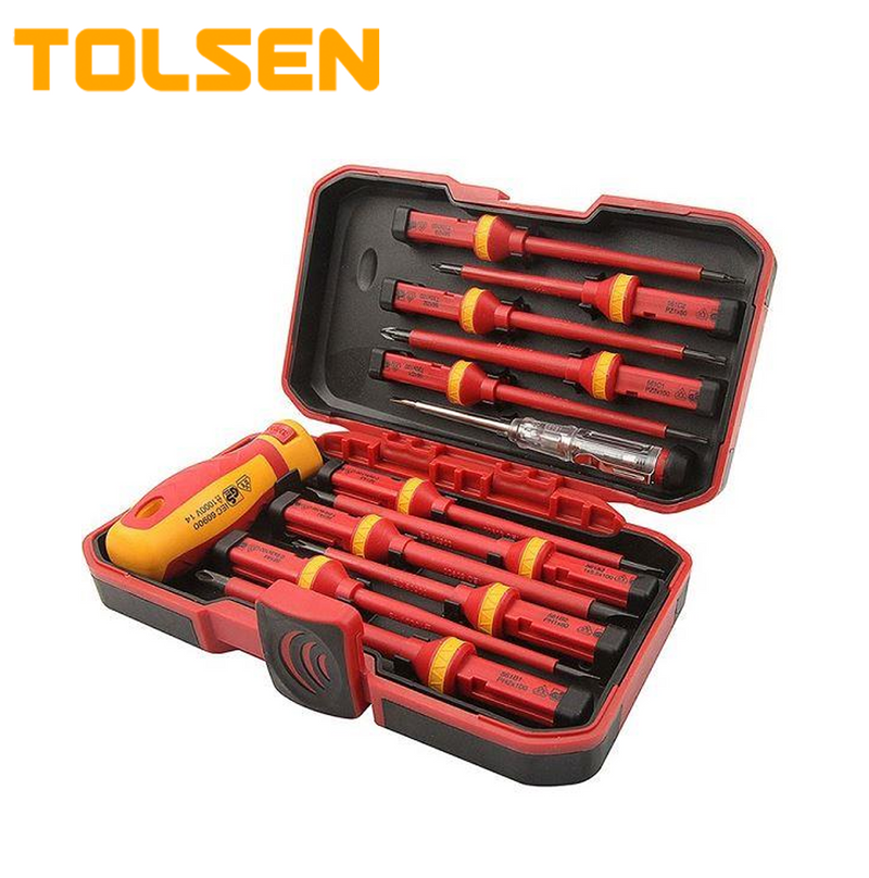 Kit de destornilladores estrella o phillips plano y torx con probador de fase 13 piezas 38016 Marca: Tolsen