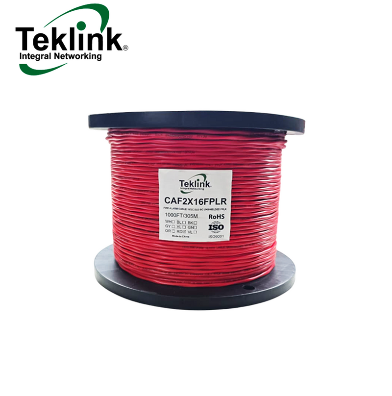 Cable para alarma contra incendio, 16AWG/2 hilos, 305 metros CAF2X16FPLR Marca: Teklink  Modelo: CAF2X16FPLR