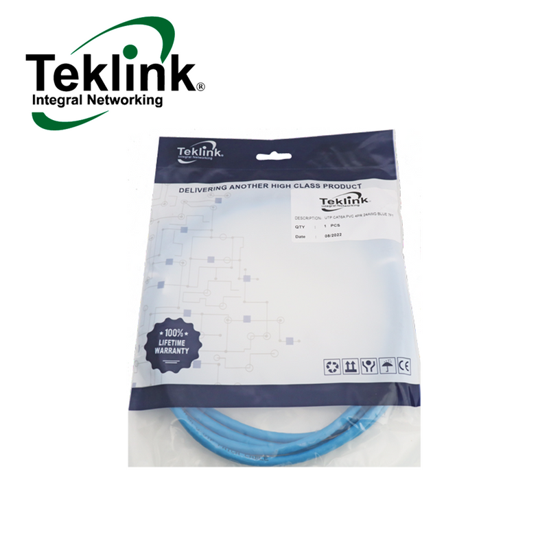 Patch Cord UTP CAT 6A Azul 7ft (2.13MTS) PCU-6A07-BL Marca: Teklink
