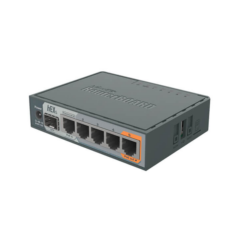 Router doble núcleo (hEX S) 5 puertos Gigabit 1 Puerto PoE  RB760IGS Marca: Mikrotik