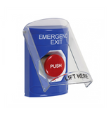 Botón momentáneo con cubierta azul STI / texto salida de emergencia SS2421EXES Marca: STI