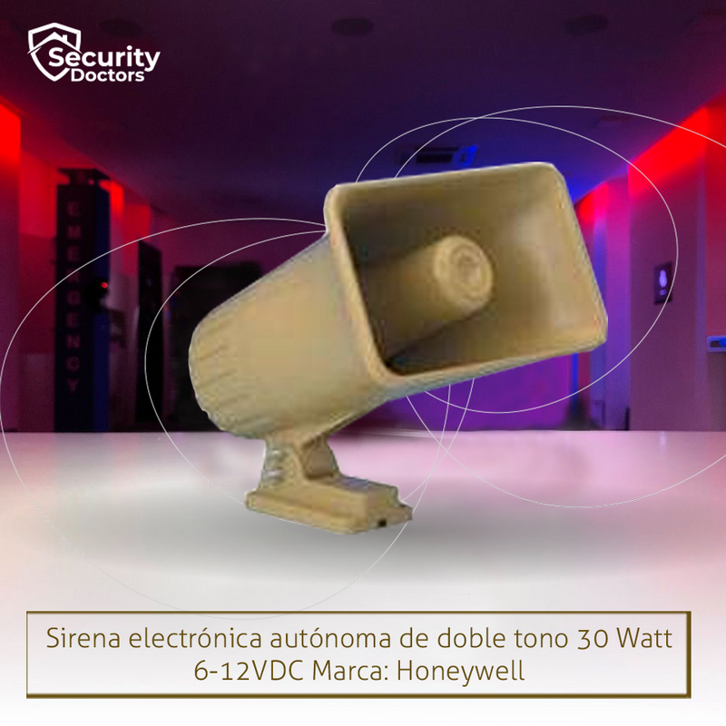 Sirena electrónica autónoma de doble tono 30 Watt 6-12VDC 702 Marca: Honeywell