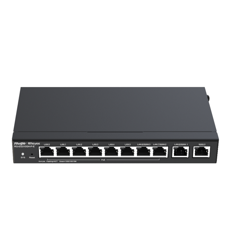 Router 8 PoE +2 GE 120W Hasta 4 WAN 300 usuarios / SMB 1.5Gbps rendimiento Marca: Ruijie